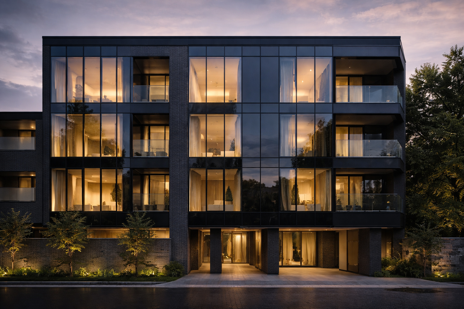 カーテンウォール低層RCマンション 外観